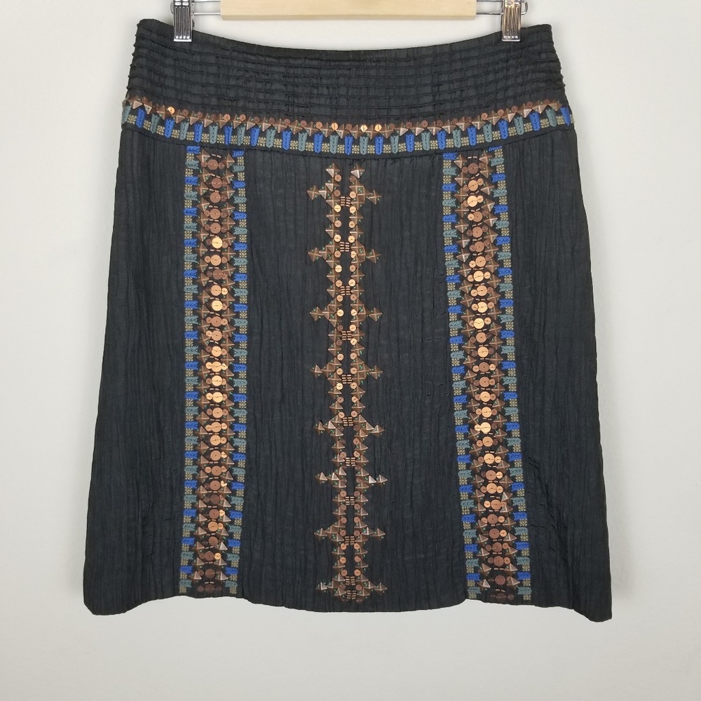 ETCETERA  Embroidered Beaded A-line Skirt